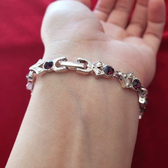 Vintage purple Rignstones bracelet - Picture 10 of 13